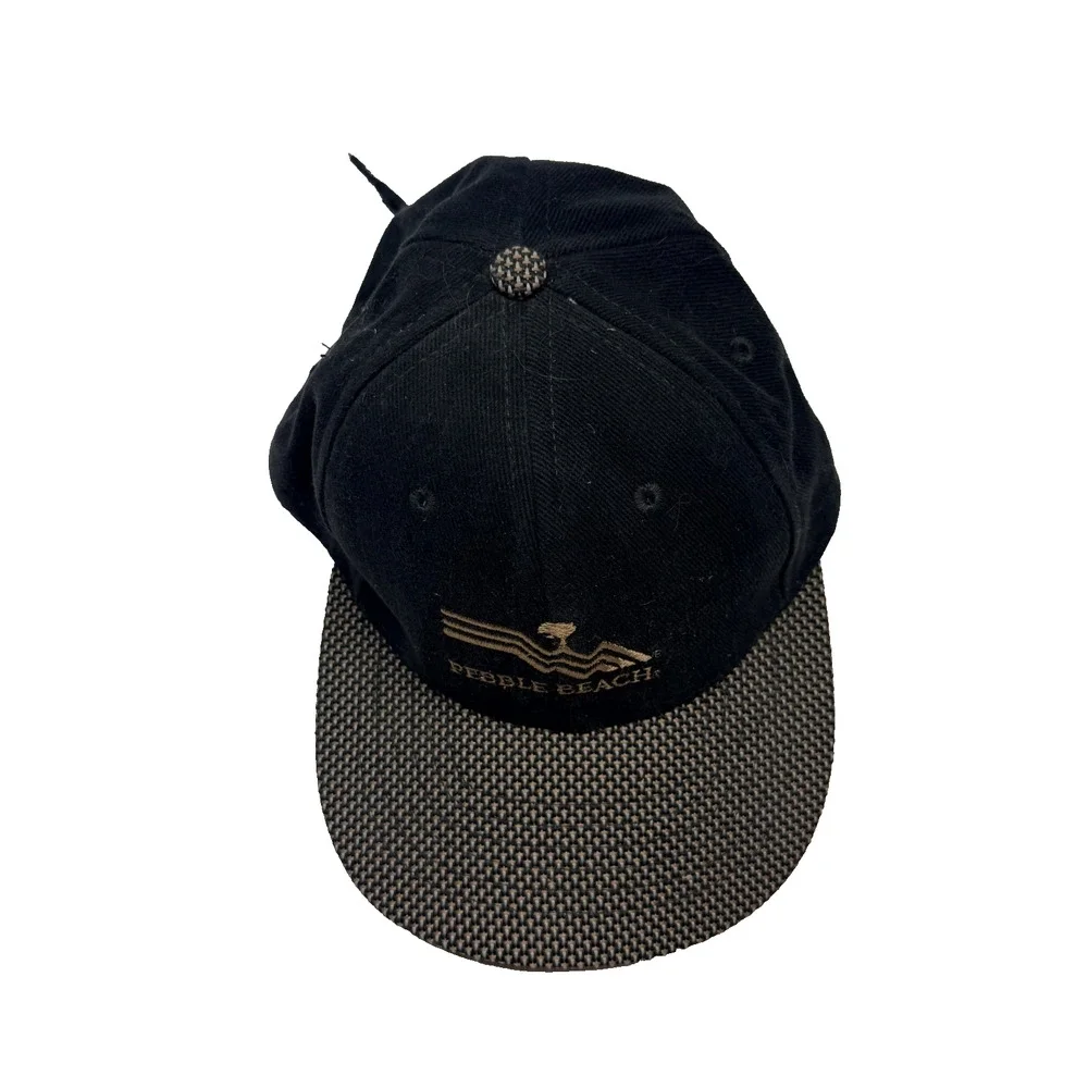 NWT Vtg Pebble Beach Golf Links Hat Script USA Flag Logo Baseball PGA Tour Cap